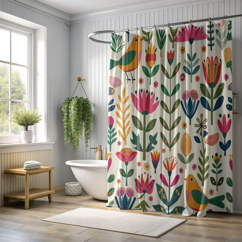 Rideau de douche Ethnic Spring - Premium, H 74 po x l 71 po