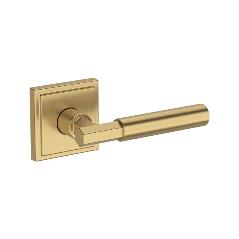 Riddling Half Dummy Lever with Stepped Square Rose in Satin Nickel, Satin Brass