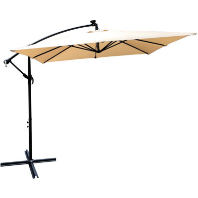 Parasol carré extérieur 2,5 x 2,5 m avec éclairage DEL solaire, protection solaire, pour terrasse, jardin, piscine, patio.