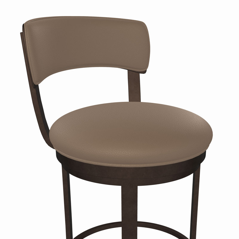 Swivel Upholstered Counter Stool with Metal Frame, Counter Stool (26" Seat Height), Earthy Oak, Mocha