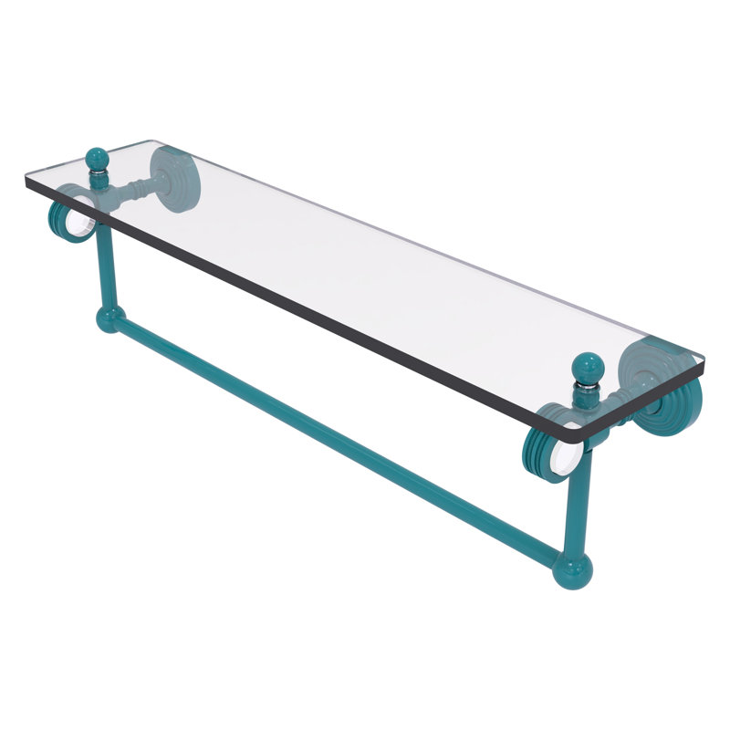 Tablette flottante avec barre à serviettes Pacific Grove, H 6,4 po x l 22 po x P 5,125 po, Bleu sarcelle Glokzin