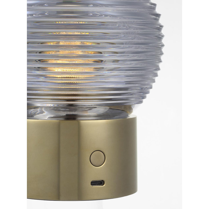 Waterford Circon 7" Rechargeable Accent Lamp  with Clear Crystal, Gold