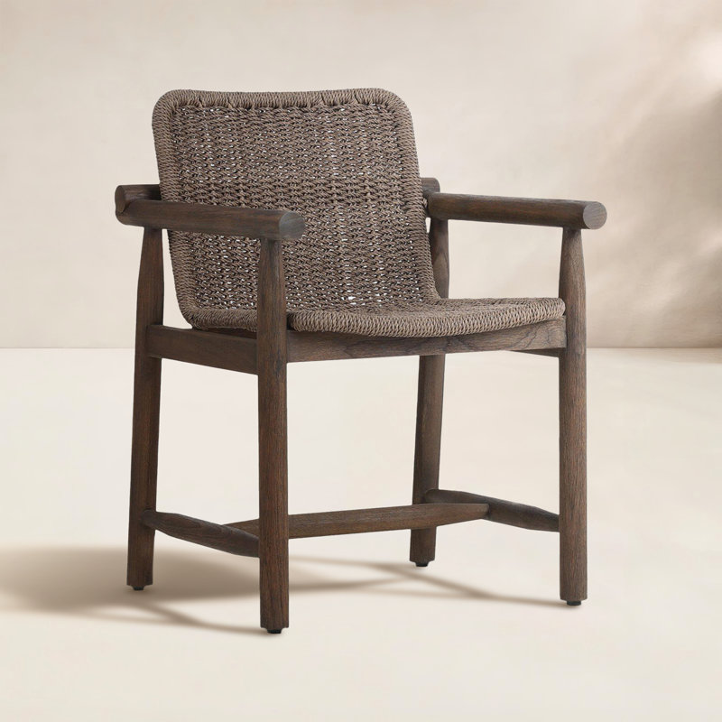 Dume Outdoor Dining Armchair, Dark Gray/Dark Brown