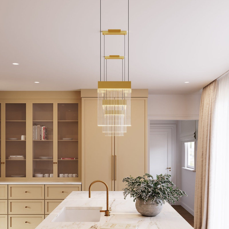 V Panels 1 - Light LED Pendant, Polished Chrome