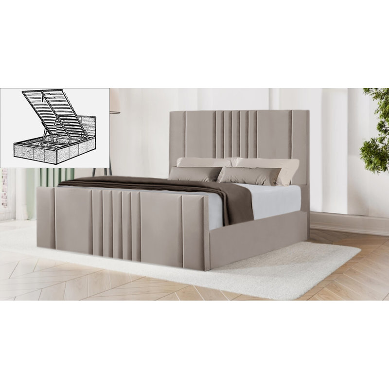 Moherek Upholstered Storage Bed, Silver, Super King (196 x 219 cm)