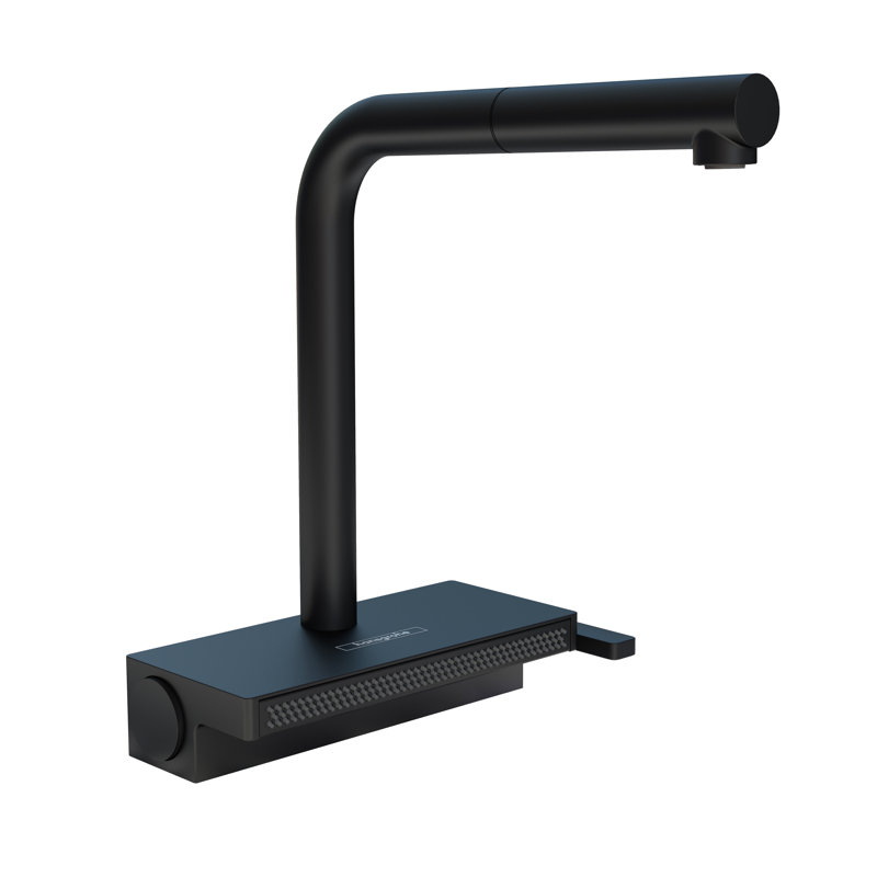 Robinet de cuisine Aquno Select avec bec rétractable en forme de L à 2 jets, 1,75 po, Noir mat