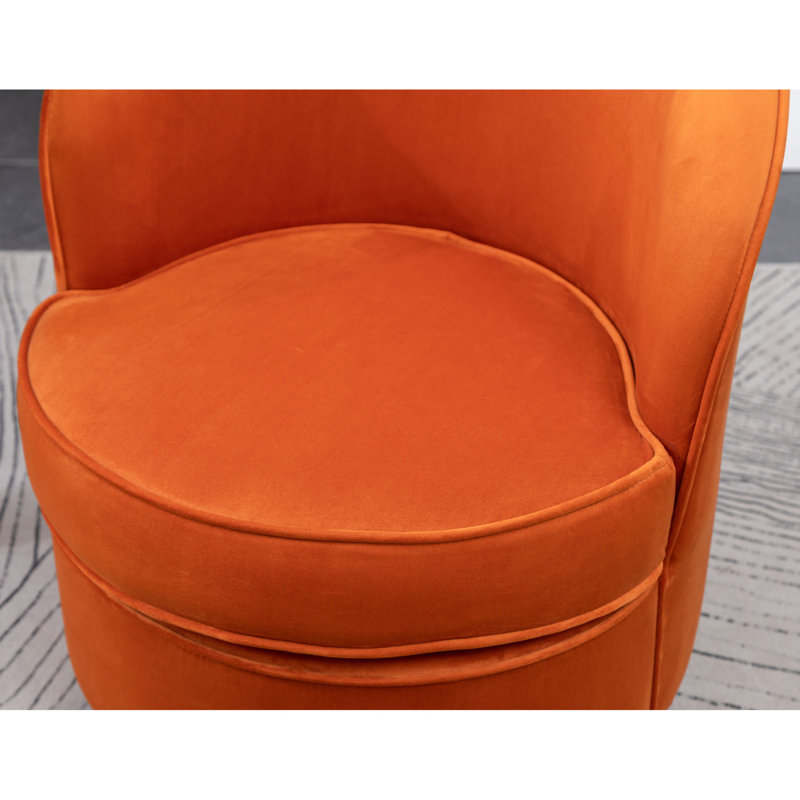 Fauteuil d'appoint en velours orange - Fauteuil pivotant confortable, élégant et confortable, Orange