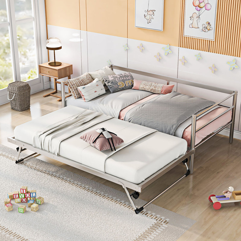 Lit de jour simple en bois massif par Latitude Run®, Argent