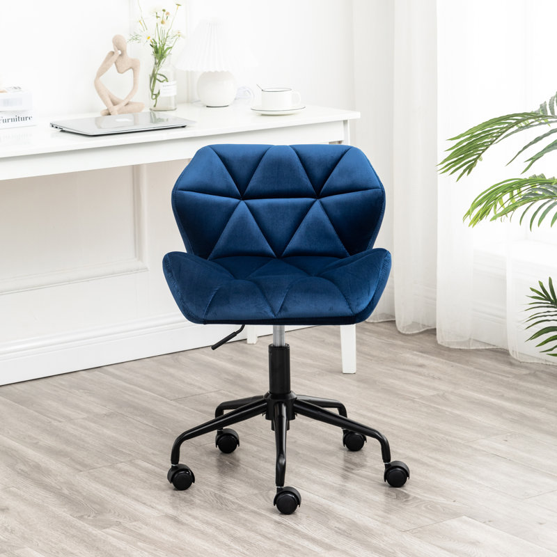 Siège pivotant réglable, velours bleu - mousse haute, rotation à 360 degrés, chaise de bureau avec option de levage, performance, siège pour un confort supérieur
