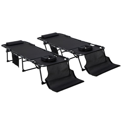 Outsunny 2 Piece Folding Chaise Lounge With 5-Level Reclining Back