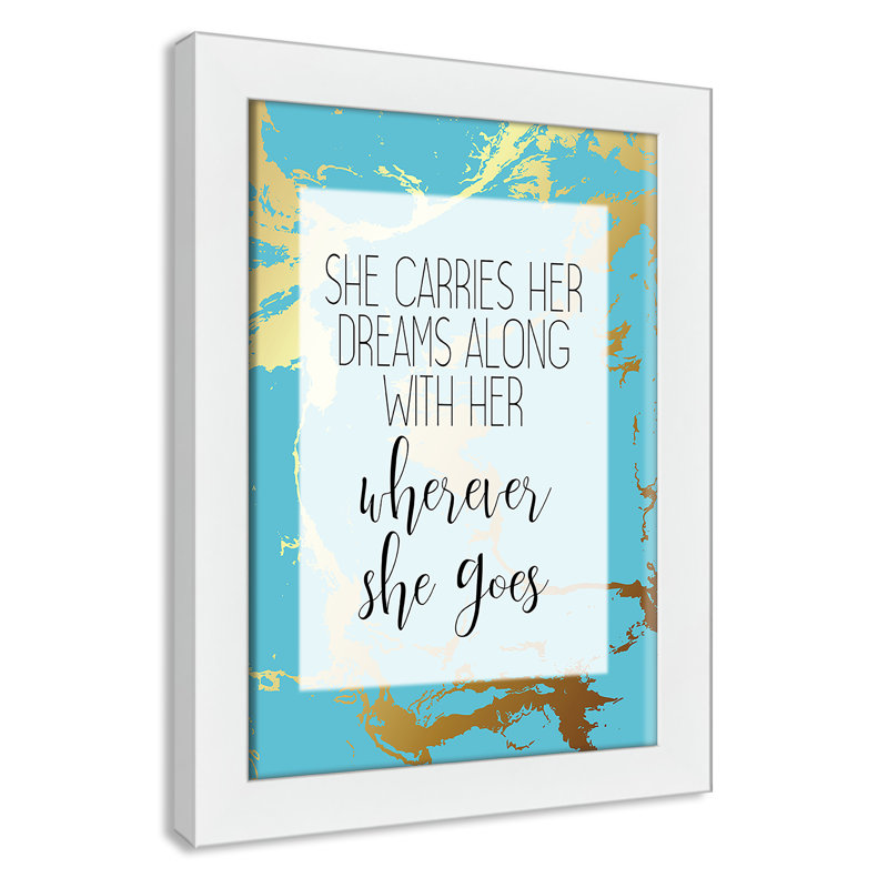 «Whereever she goes», art encadré, Cadre blanc, H 16 po x l 12 po x P 0,63 po