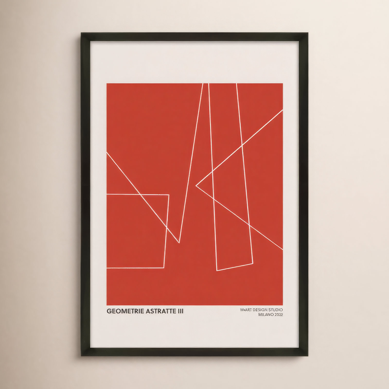 Geometric Abstraction In Red by Romina Gadler, Black, 30" H x 21" W x 1.25" D