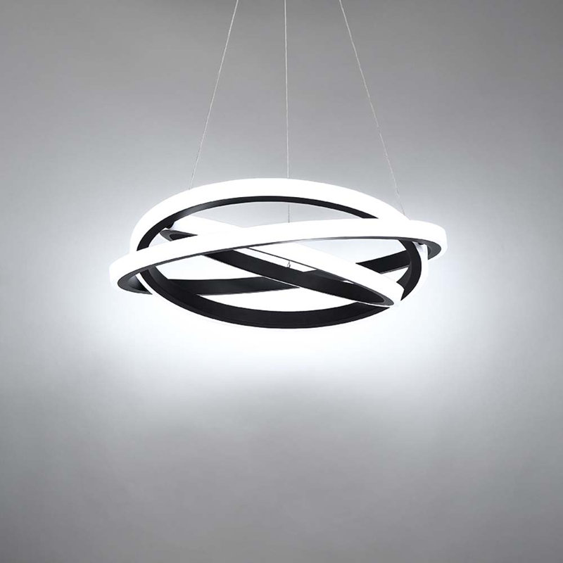 Veloce 1 - Light Unique Geometric Chandelier, Black, 8" H x 38" W x 38" D