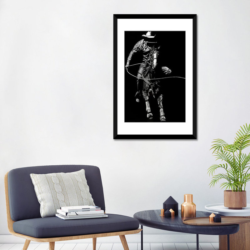 «Scratchboard Rodeo VIII» par Julie T. Chapman - impression sur toile tendue, H 24 po x l 16 po x P 1 po, Blanc