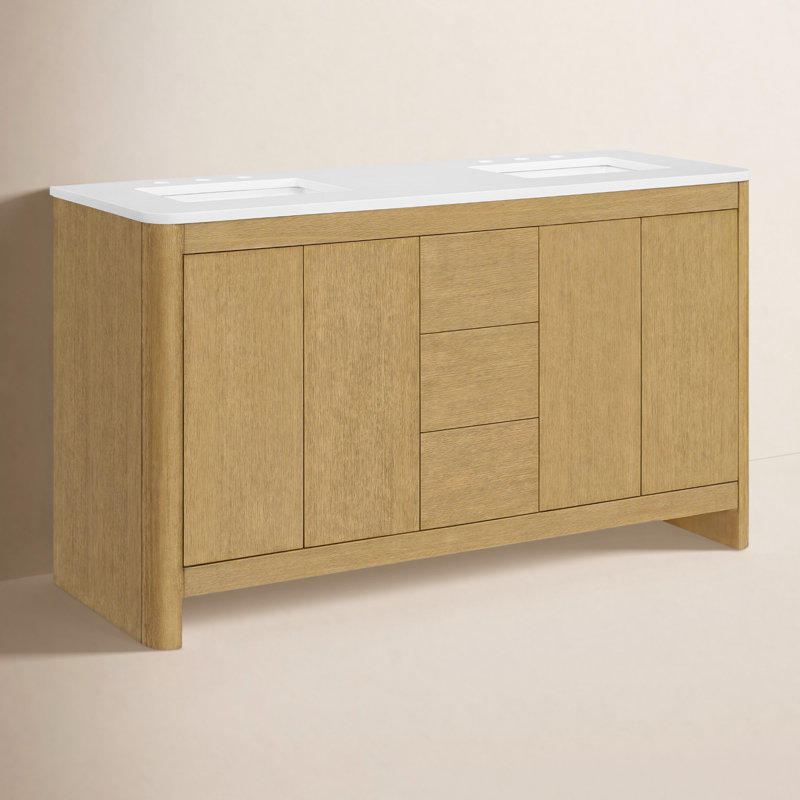 Meuble-lavabo double 60 po avec plateau en quartz Raye Southerland