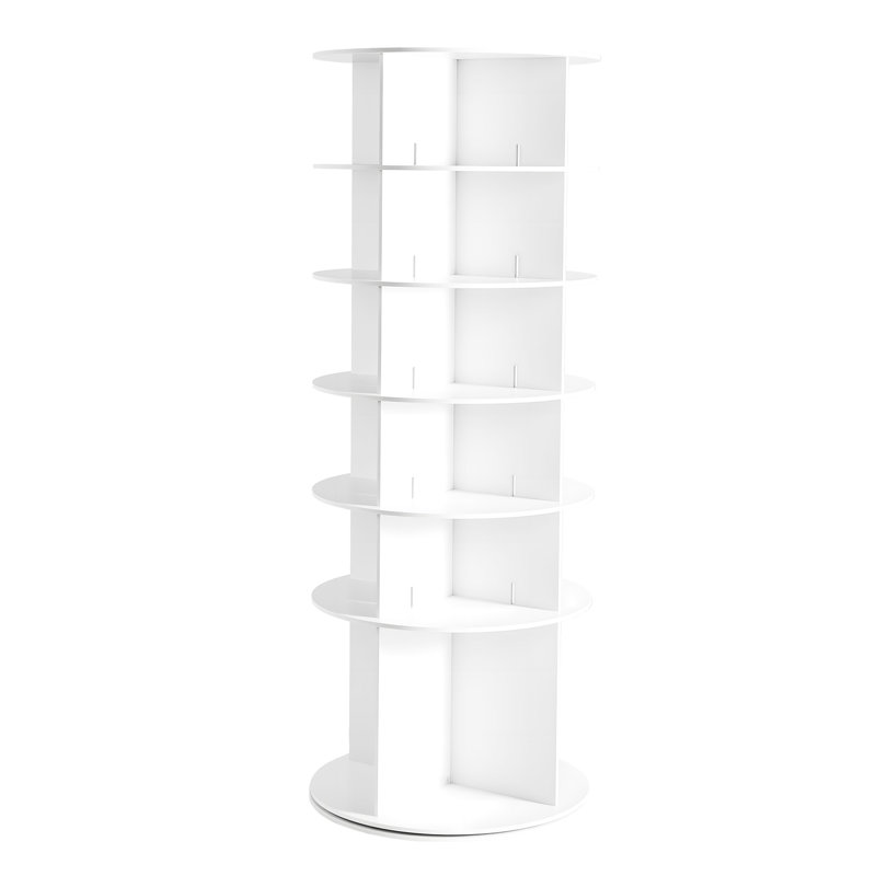 Étagère à chaussures blanche rotative à 6 pieds, base 360, organisateur autoportant pour divers espaces, 4 compartiments, hauteur intérieure de 21 cm, 40 bottes à niveau bas, facile à assembler avec instructions claires