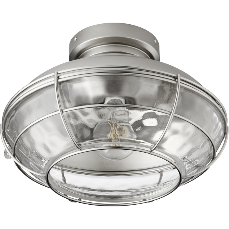 12.75 in. 1 - Light Clear / Transparent Glass LED Ceiling Fan Light Kit, Satin Nickel
