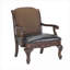 Fauteuil d'appoint en bois massif à finition brune et généreusement sculpté à la main pour le salon