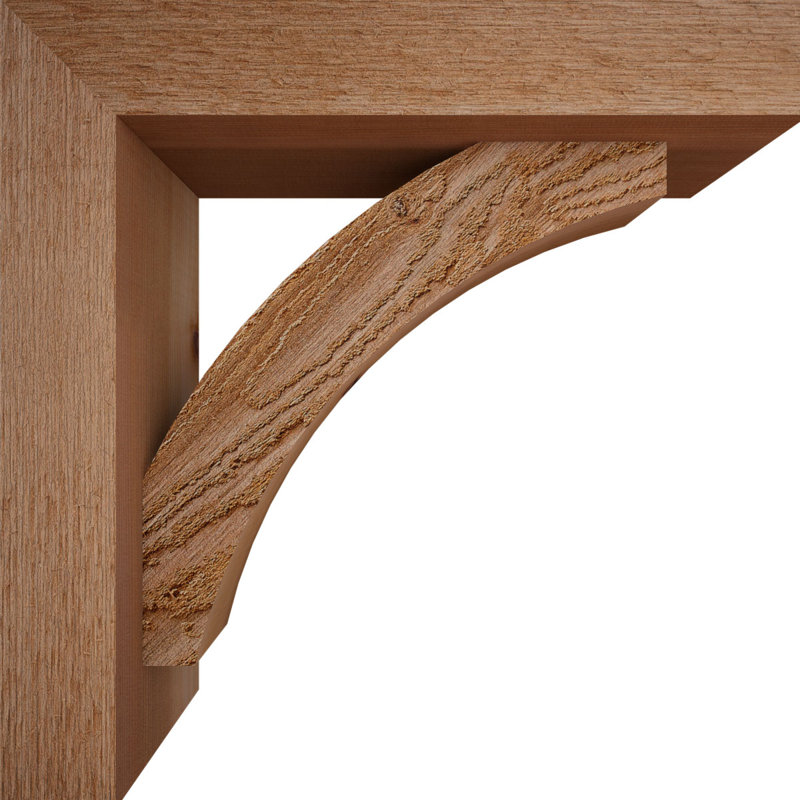 Thorton Block Bracket with Offset Brace, 14 x 14, 4"W Western Red Cedar (Rough Sawn)