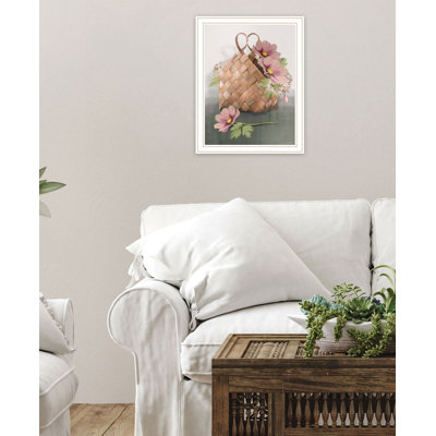 Farmhouse Daisy Basket Framed Wall Art for Living Room, Home Wall Décor By House Fenway