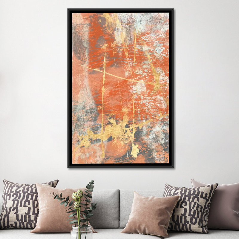 «Terre Cotta Lace I», impression sur toile, H 26 po x l 18 po x P 1,5 po, Toile avec cadre noir, Pas de tapis