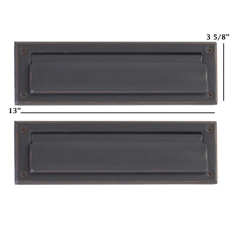 Fente de courrier, Bronze vénitien, H 3 po x l 10 po x P 1,75 po