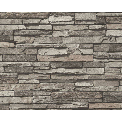 Grayish brown Textured faux flat Stone Modern Wallpaper Rolls 3D