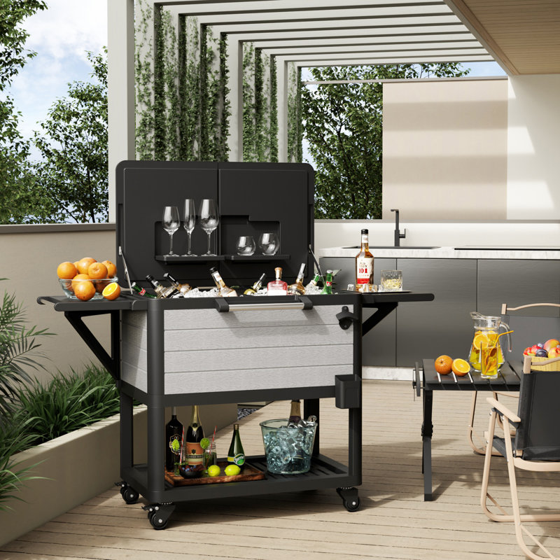 Glacière pour terrasse de 104 gallons, Noir / brun
