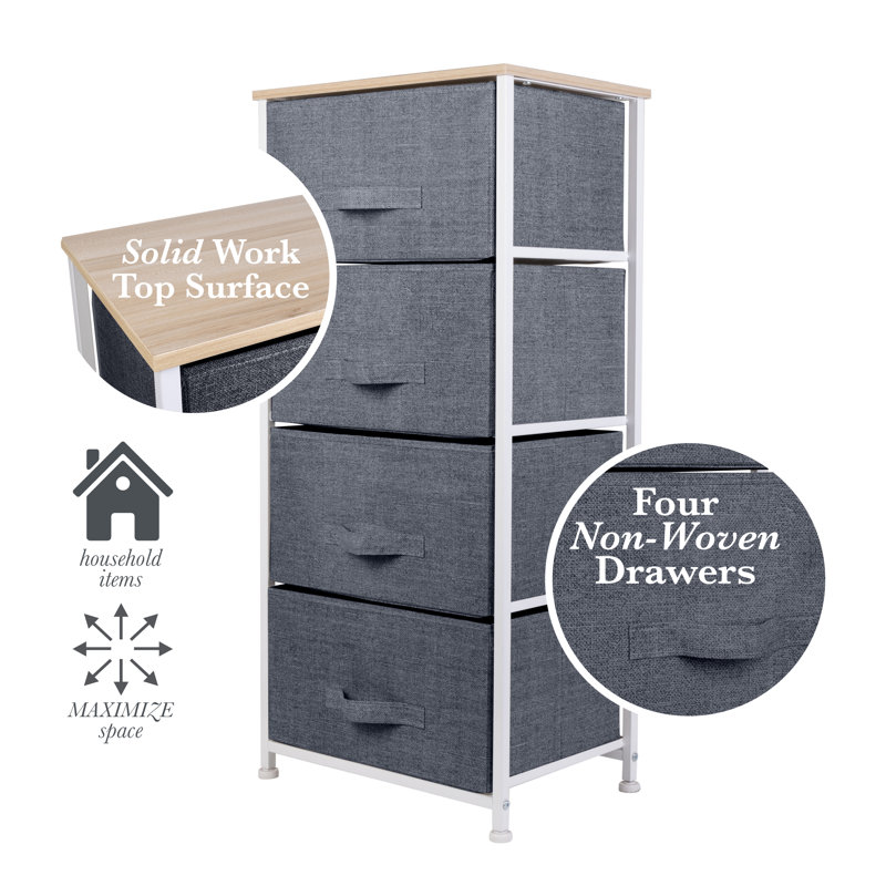Flinn 4 Drawer Storage Drawer, Gray
