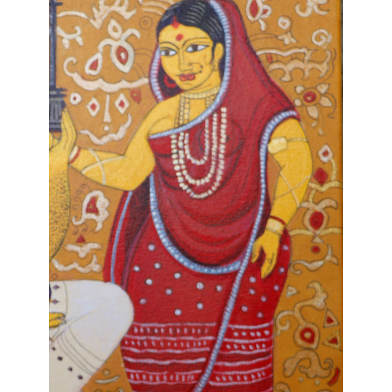 Hommage à Kalighat Pat-2 | Acrylique sur toile | Par Bhaskar Lahiri