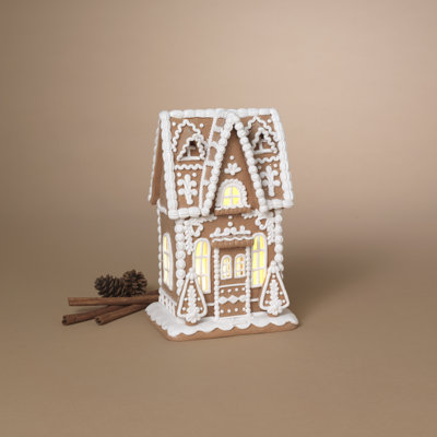 Lighted Clay Dough Gingerbread House 10"H