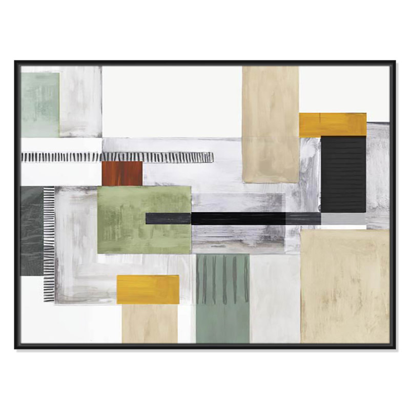 «Playful Blocks» par Tom Reeves, Pas de tapis, Cadre flottant noir, H 31,5 po x l 41,5 po x P 2 po
