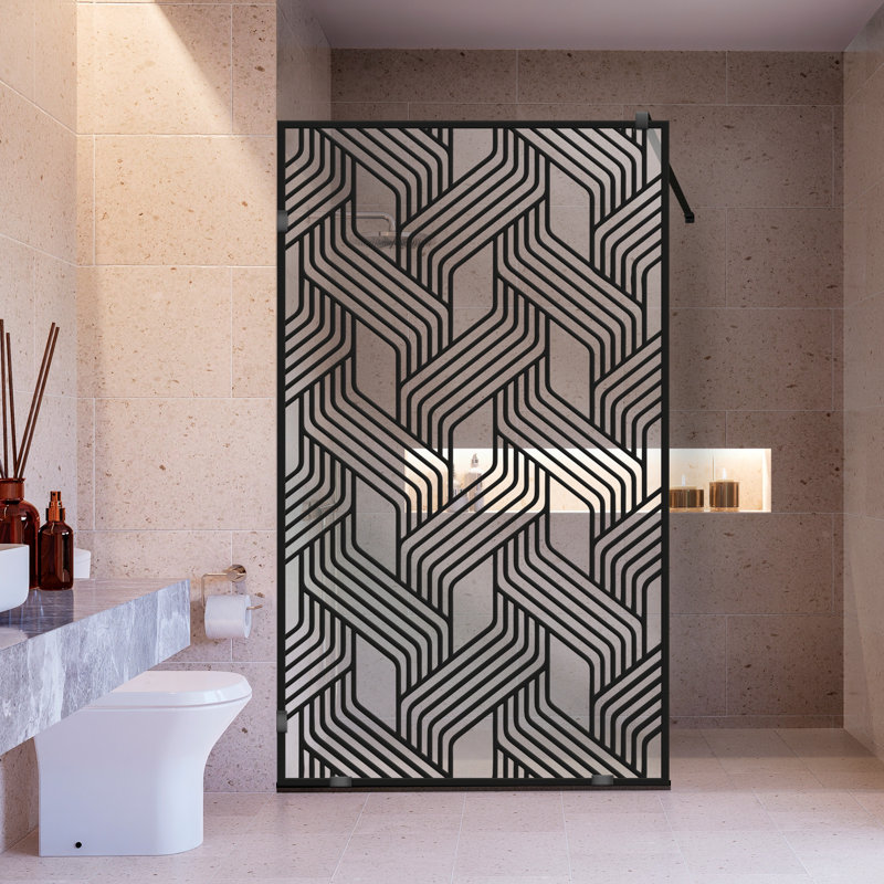 Écran de douche en verre de style industriel l 35 1/2 po x H 75 po