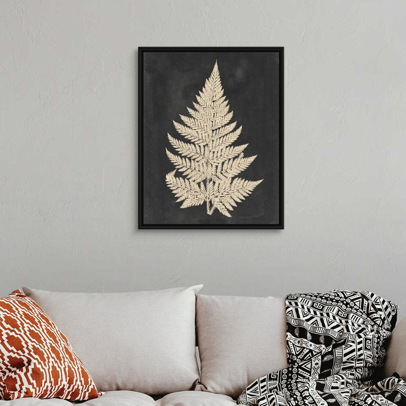 Linen Fern I, art mural sur toile, Toile avec cadre noir, H 30 po x l 24 po x P 1,75 po