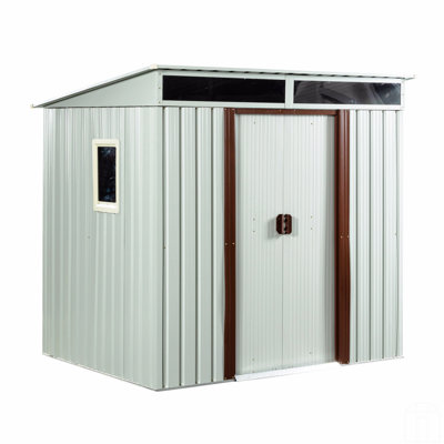 Remise de rangement extérieure en métal 6 pi x 5 pi avec fenêtre et fondation en métal