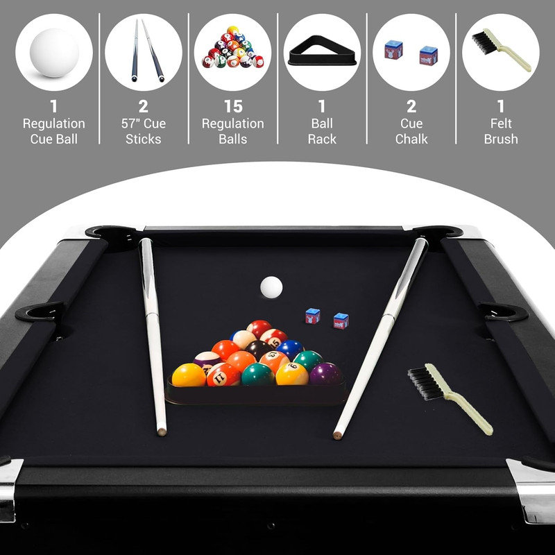 Table de billard pliante de 7 pi avec ensemble complet d'accessoires, table de billard portable pour salle de jeux, Bleu