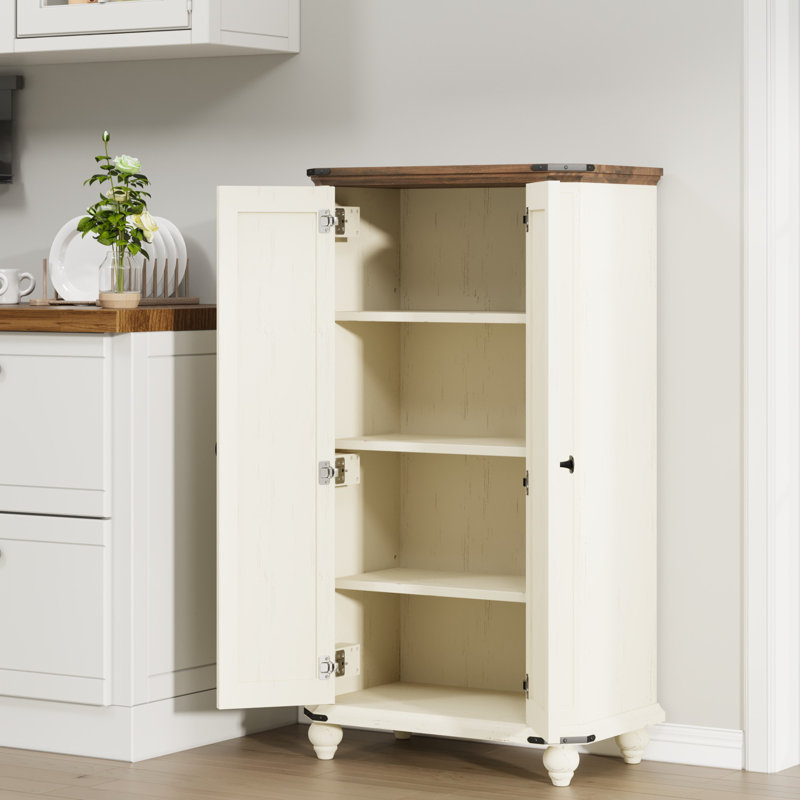 Farmhouse 45" H Storage Cabine With 2 Shutter Doors & 4 Shelves