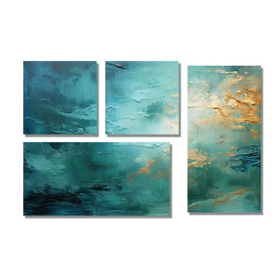 Teal Oasis III - Abstract Landscapes Wall Art Set Of 4