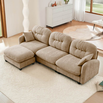 107" Chenille L-Shaped Modular Sofa