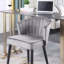 Tabouret contemporain à hauteur de comptoir rembourré en velours avec capitonnage à canaux profonds et pieds en métal doré