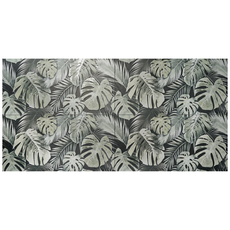 Botanic 24x48 Textured Matte Ceramic Tile, Dark Gray/Green
