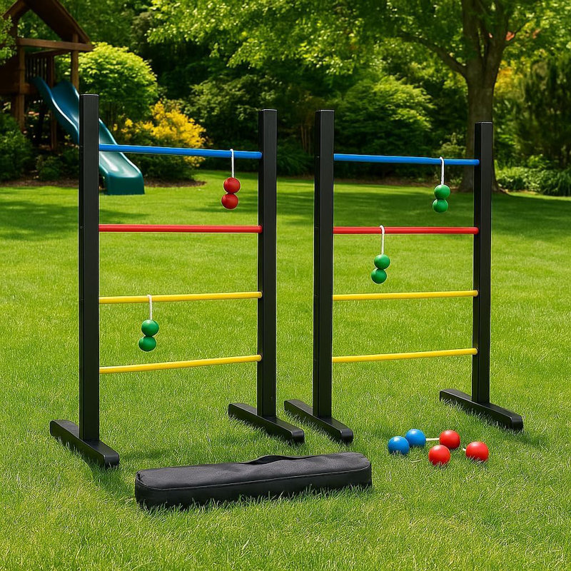 Pro Ladder Toss Indoor Outdoor Game Set for Yard & Lawn Games with 6 Soft Rubber Bolo Balls Heavy Duty Bars Stands & Travel Carrying Case 