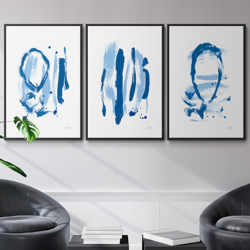 «Blue Breeze IV», ensemble de 3 reproductions de photos sur toiles, Noir, H 36 po x l 72 po