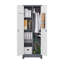 Armoire de rangement à balai avec portes et tablettes verrouillables, armoire de rangement en métal de 65 po de hauteur avec tringle et crochets en S, armoire de rangement pour outils de nettoyage-135210767