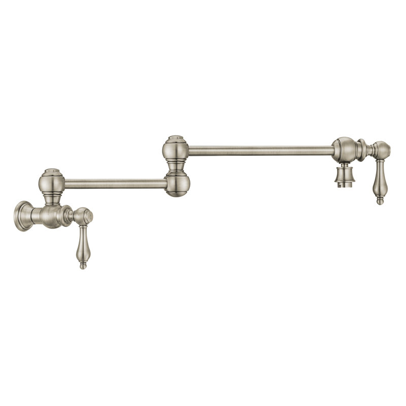 Whitehaus Collection Wall Mount Retractable Swing Spout Pot Filler, Lever, Brushed Nickel