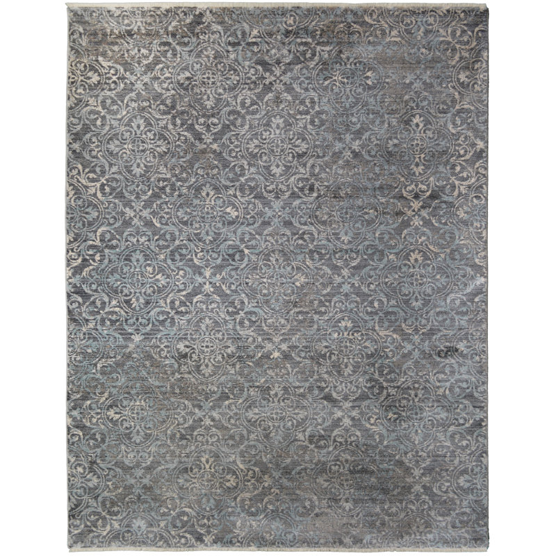 Tapis gris à motif géométrique Laney, Rectangle 7 pi 10 po x 9 pi 10 po