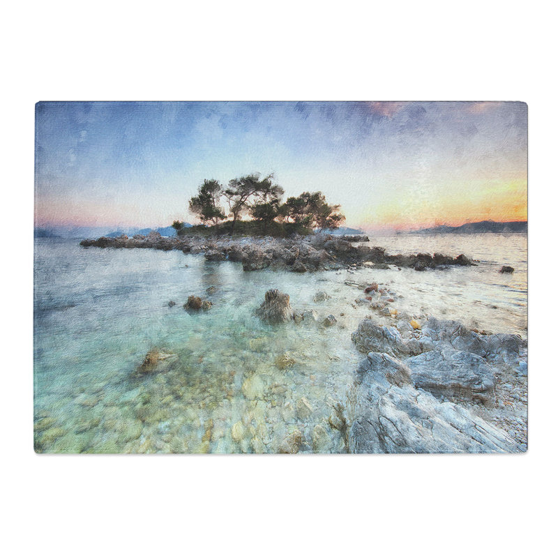 Rocky Island Painting Chopping Board, 0.4cm H x 20cm W x 28.5cm L