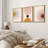 Mid Century Modern Boho "Retro Vibrant Yellow & Red Nordic Artwork, Abstract Sun Light Living Room Pictures, Framed Canvas 3 Pieces Print Wall Art"-70252466-70252470