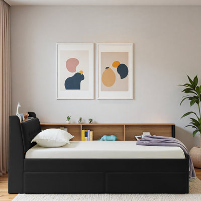 Multi-functional Daybed With Storage Headboard, Wireless Charging, 2 Storage Drawers And Led Lights