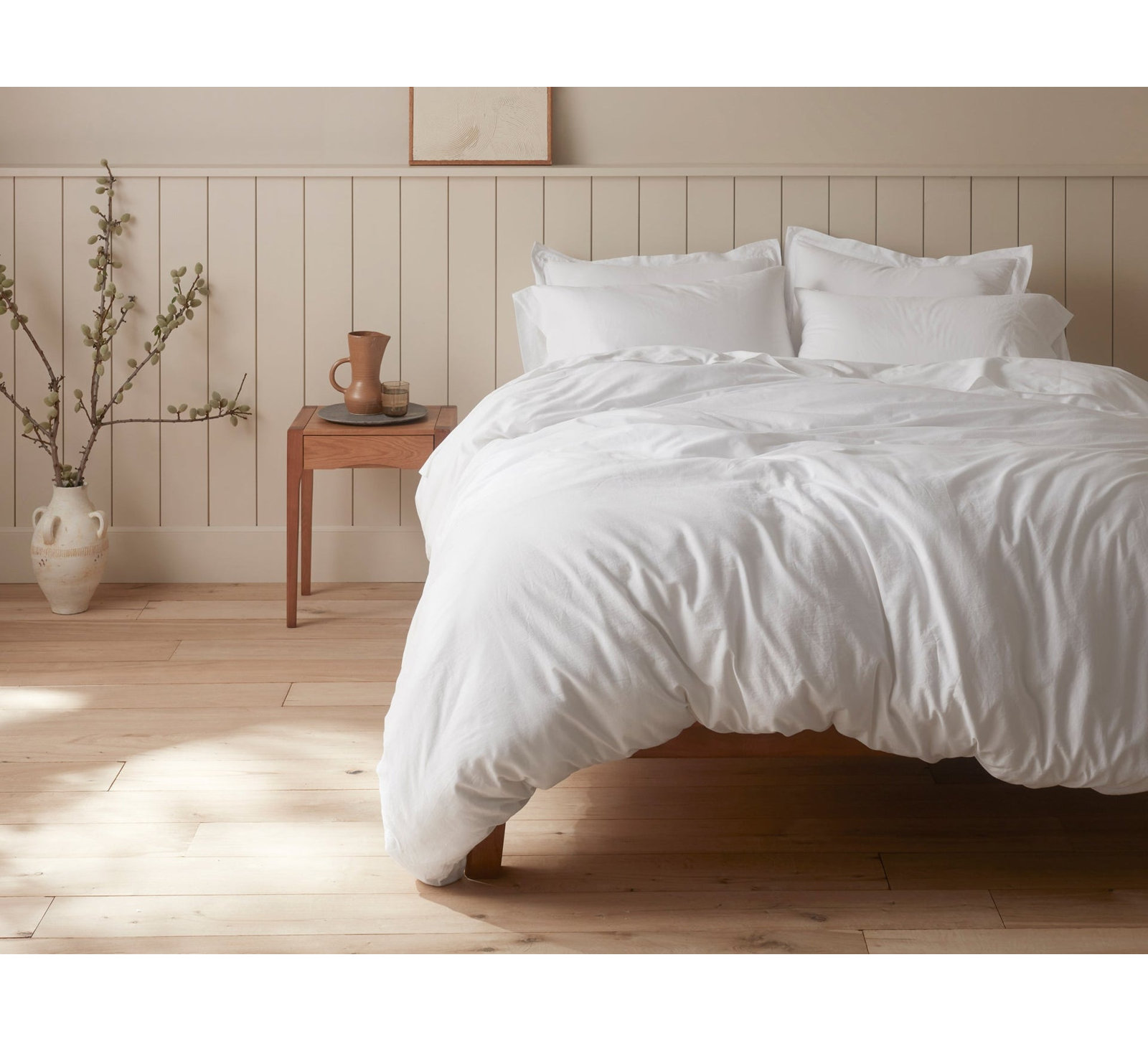 Cloud Soft Organic Sateen Duvet Cover Set, Alpine White, King/Cal King Duvet Cover